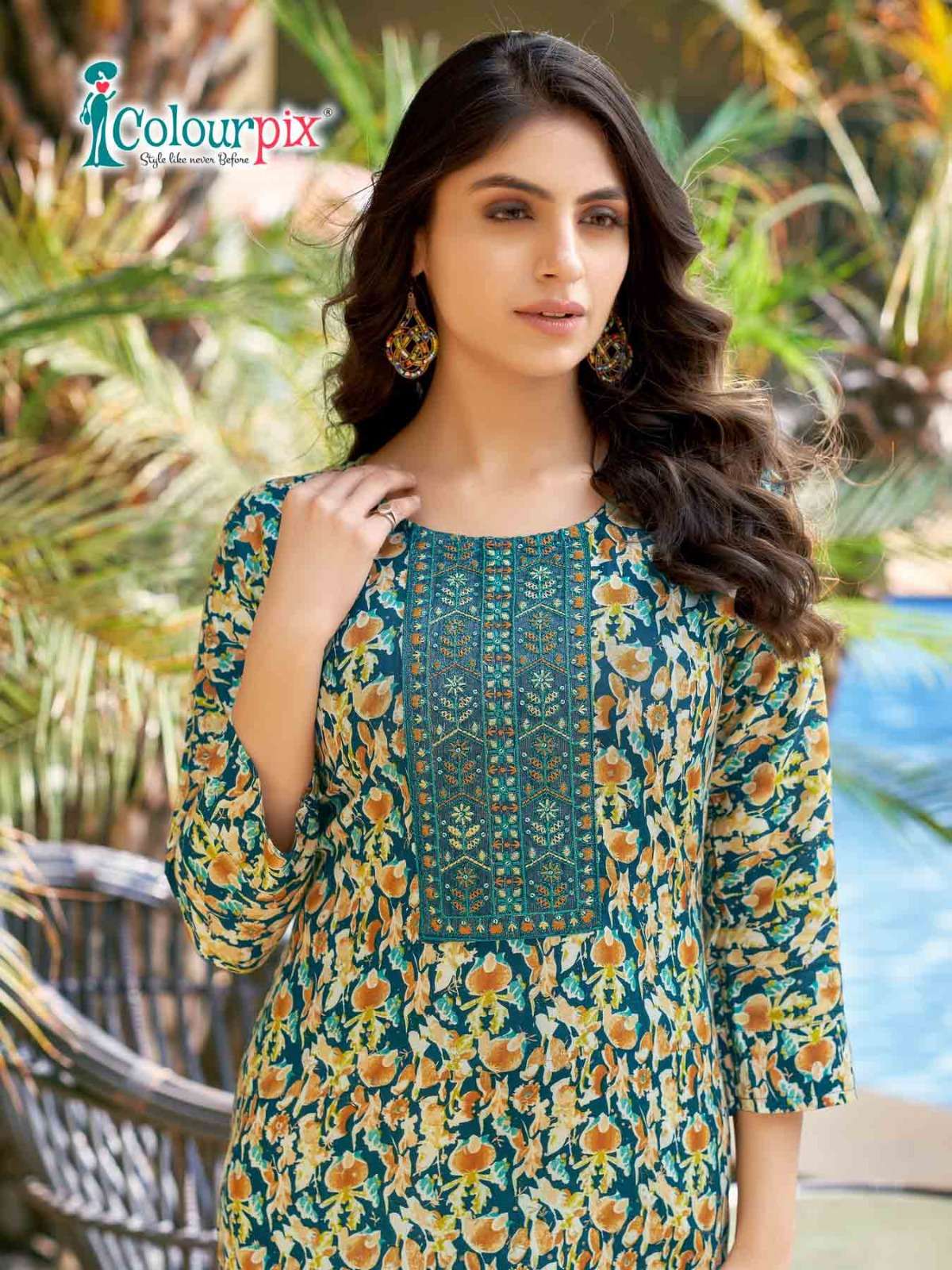 ROLEX VOL 1 HEAVY RAYON FOIL PRINTED SEQUENCE WORK KURTI BY COLORPIX BRAND 1003 C